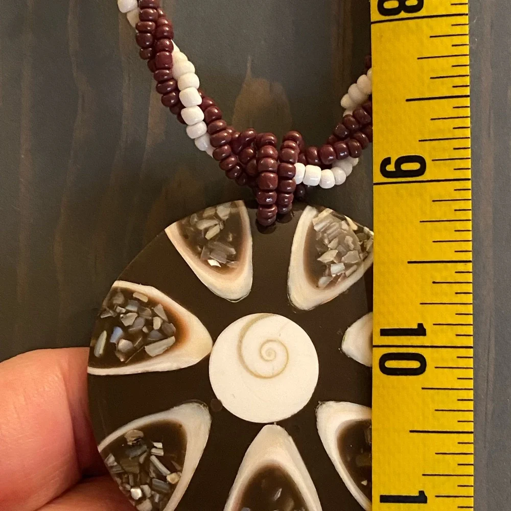 Shiva Shell earrings and necklace combination on twisted seed bead cord. NWT. - Picture 7 of 9